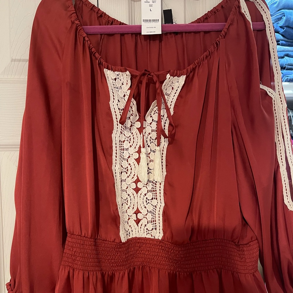 NWT Bebe Orange/Pumpkin blouse